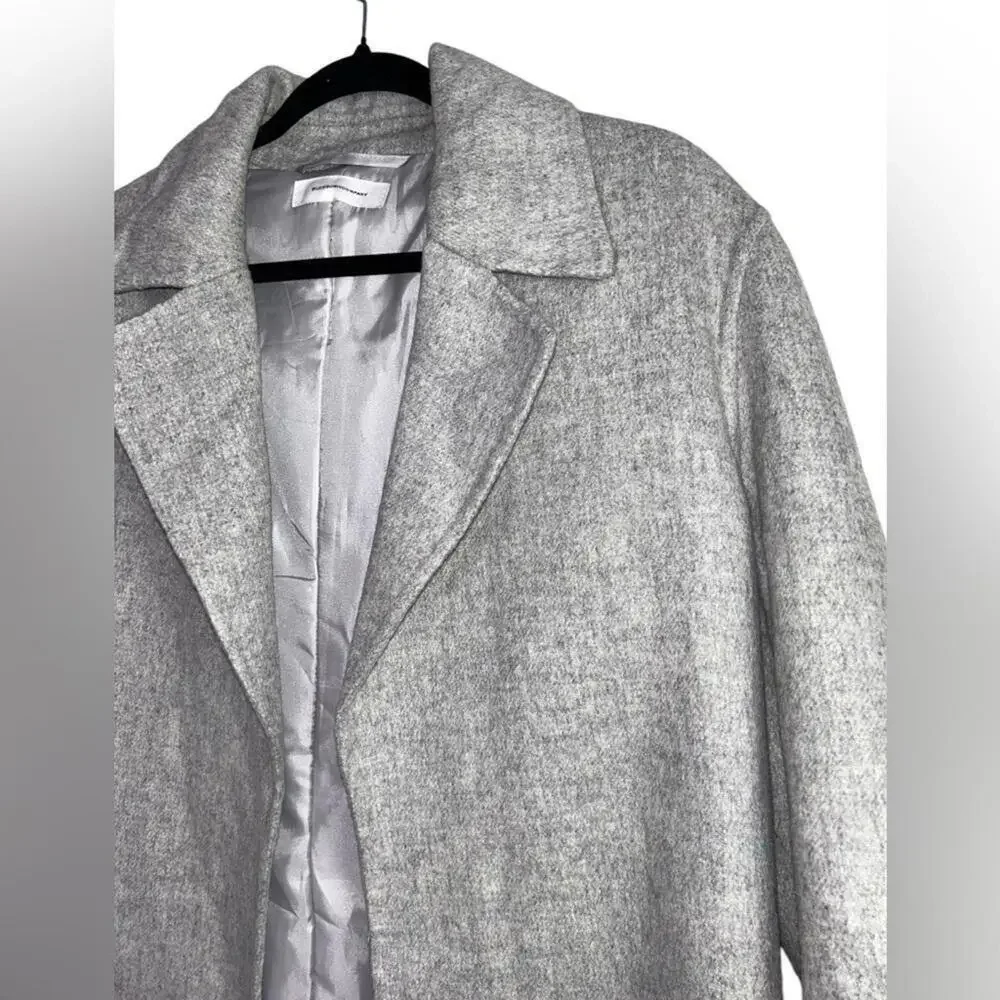 Blossom H Company l Light Gray Open Front Long Wool Coat Large - Picture 4 of 9